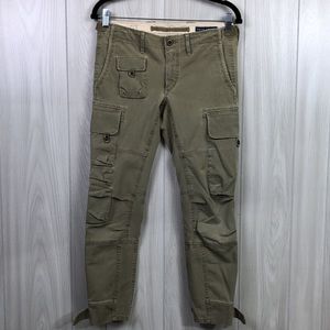 Ralph Lauren Womens Cargo Pants 8 Low Rise Y2K Olive Pocket Skinny Zip Buckle